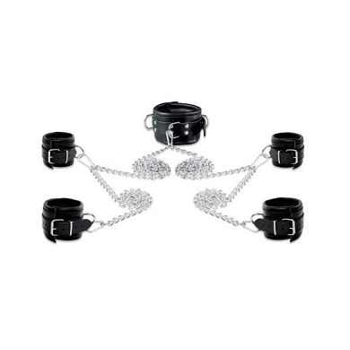 mejou Leder Ketten Fesselset in 8cm Breite. gepolstert mit weichem Nappaleder