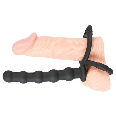 Black Velvets Cock and Ball Ring with Anal Beads black
