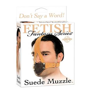 Fetish Fantasy - Suede Muzzle - Maulkorb aus schwarzem / braunen Leder - verstellbar