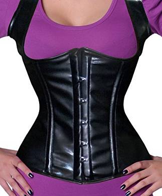Echtes Kunst Leder Unterbrust Korsett Weste Corsage Dessous Schwarz