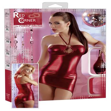 Asymmetrisches Minikleid im roten Glanz