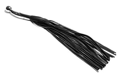 Leder Peitsche mit Metallgriff - schwarz