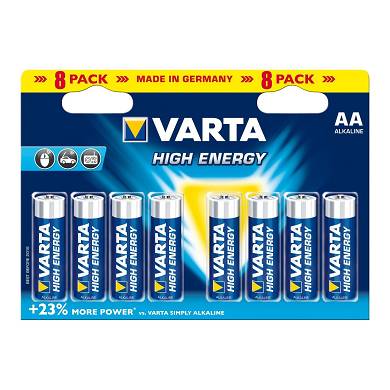 Varta Hohe Energie AA Doppel A Alkaline 1.5 Volt 1.5V Batterien Akkus - 8-Pack