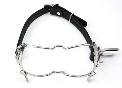 Metall Mund Spreizer mit Leder Riemen Knebel Mundspreizer