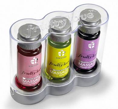 Swede Fruity Love Massage-Öl-Set - 3 x 50 ml - Wassermelone. Sekt - Erdbeere. Himbeer