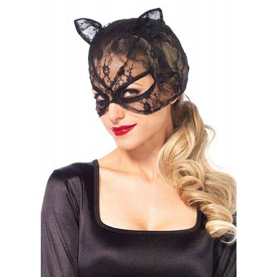 Spitzen Kitty-Maske - Schwarz
