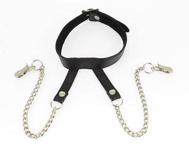 Halsfessel Leder mit Nippelklemmen