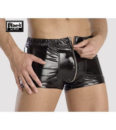 Lack-Pants mit langem Front-Reiverschluss