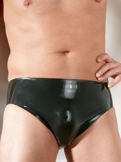 Latex-Slip mit Analdildo, schwarz