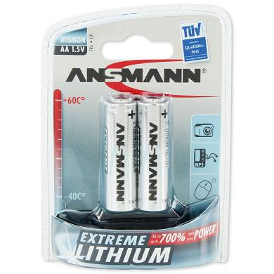 2x ANSMANN Extreme Lithium Batterie Mignon AA 1,5V, LR6, 5021003