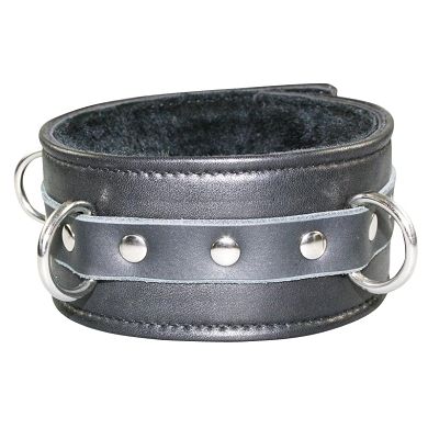 Leder Halsfessel mit Lammfell gefüttert