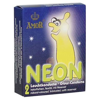 AMOR Neon Glow in the Dark Kondome - 2 Stck