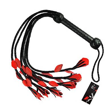 TOP Qualität - ROTE ROSE - HANDGEFERTIGTE LEDERPEITSCHE - 100% hochwertiges Rindslede