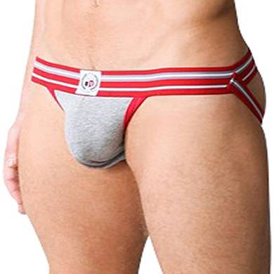 Timoteo Varsity Trainer Jockstrap - grey/red - M, 1er Pack (1 x 1 Stück)