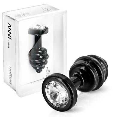 Buttplug mit Rillen, Schwarz,  2,5 cm