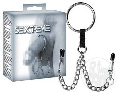 Sextreme Penisring mit Hodenklemmen