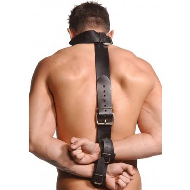 STRICT - Leather Neck-Wrist Restraint - Hals-Rcken-Handfesseln Leder