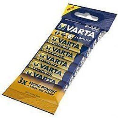 8 x VARTA 04103 Batterien Alkaline, Micro, AAA, LR03, 1.5V, Longlife, Folie