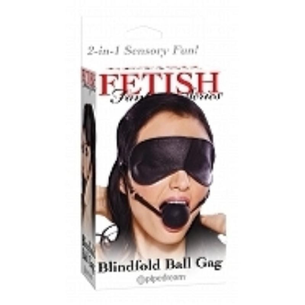 Фетиш с помощью эротического набора Blindfold Ball Gag