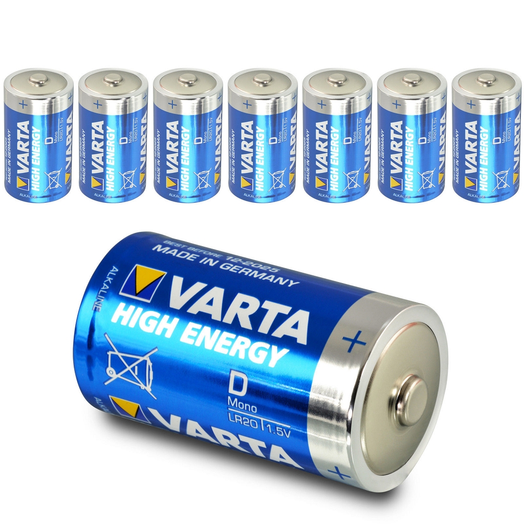 8x VARTA HIGH ENERGY LR20 Batterie 4920 Mono D Alkali 1,5V MN1300 8 ...