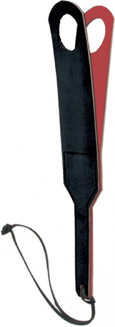 Leder Doppel Klatsche mit Loch Schwarz/Rot