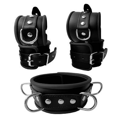 Leder Fesselset - schwarz