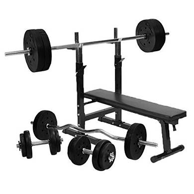 Gorilla Sports Hantelbank mit Hantelset und 100kg Kunststoff. 10000299
