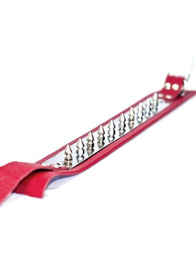 Eros Veneziani: Leder-Metall-Halsfessel, rot