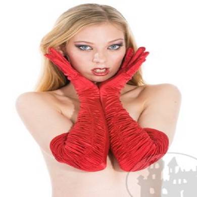 Satinhandschuhe lang rot