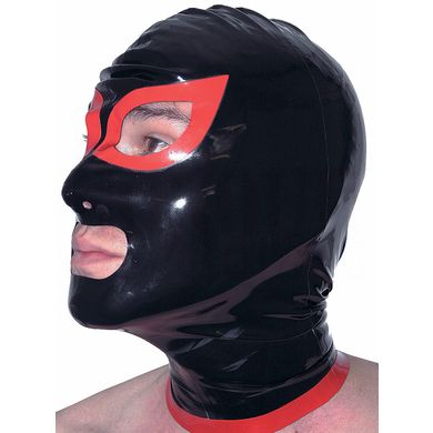 Latexmaske mit roten Katzenaugen