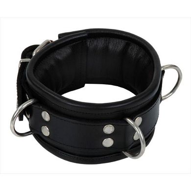 Leder Halsfessel - breit mit D-Ringe