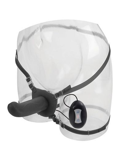 Love Rider Dual Action Strap-On: Vibro-Strap-On, schwarz