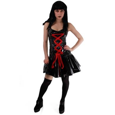 Lackminikleid mit Corsettschnrung