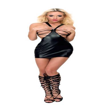 Brustfreies Wetlook Minikleid
