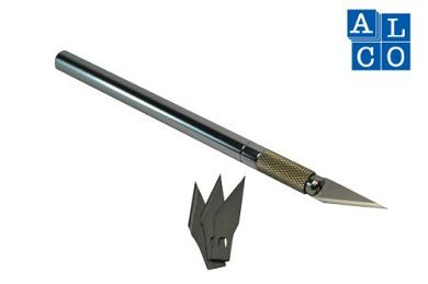 ALCO Skalpell Set Metall 5 tlg. Skalpel Präzisionsmesser Cutter Batellmesser