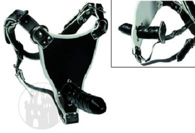 Leder Strap-On schwarz-wei