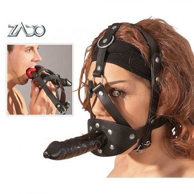 Leder-Kopfgeschirr mit Dildo