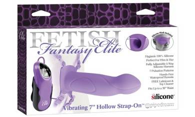 Pipedream - Fetish Fantasy Elite - Vibrating 7" Hollow Strap-On Purple. 1er Pack