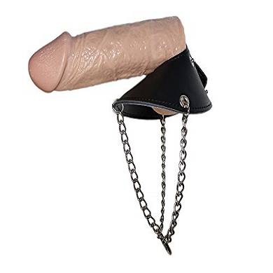 Ballstretcher der Fallschirm Leder Cockring schwarz Penis-Ring