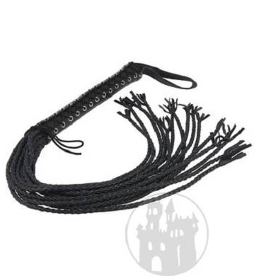 Peitsche schwarz 15 geflochtene Striemen