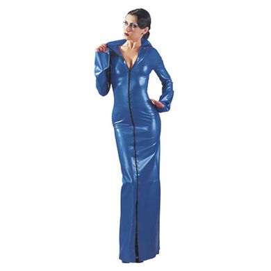 Latex Kleid - sehr lang - blau