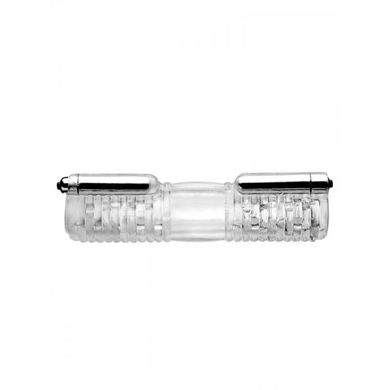 Tom of Finland Head to Head Vibrating Sleeve: Doppel-Masturbator, transparent