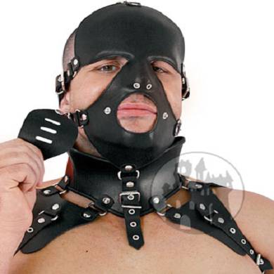Leder Herren Kopf Harness mit Halsmanschette