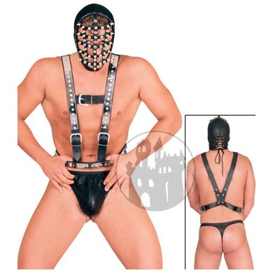 Leder Brust Harness im Metallic Look