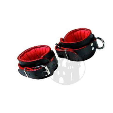 Handfessel schwarz-rot m. D-Ring