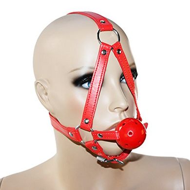 Mundknebel #7079 Ballknebel. Kopfharness mit Gag-Ball. rot