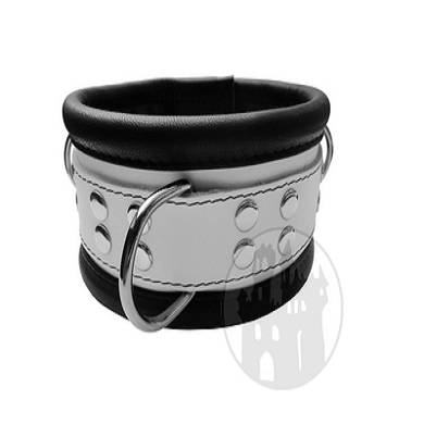 Halsfessel wei mit geschweiten D-Ringen
