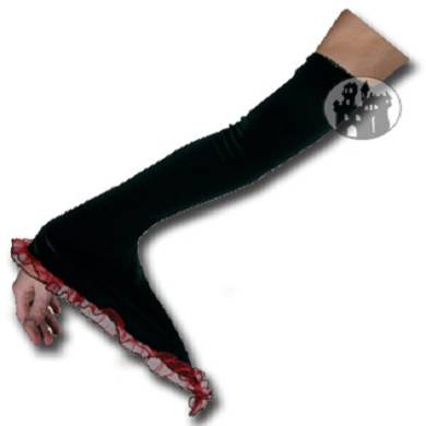 Samtarmstulpen mit Spitzenabschluß