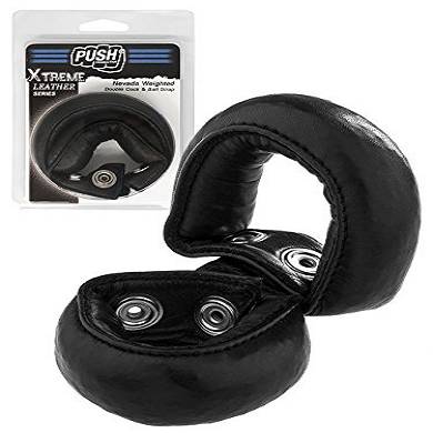 push-xtreme-leather-nevada-weighted-double-cock--ball-strap