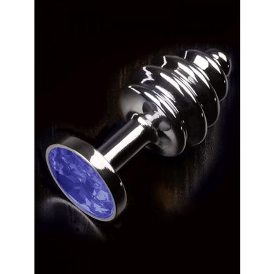Dolce Piccante Jewellery Small Ribbed: Edelstahl-Analplug, silber/blau